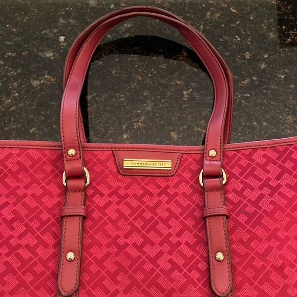 *Tommy Hilfiger* Ruby Red Monogram Shopper Handbag Tote - Picture 6 of 14